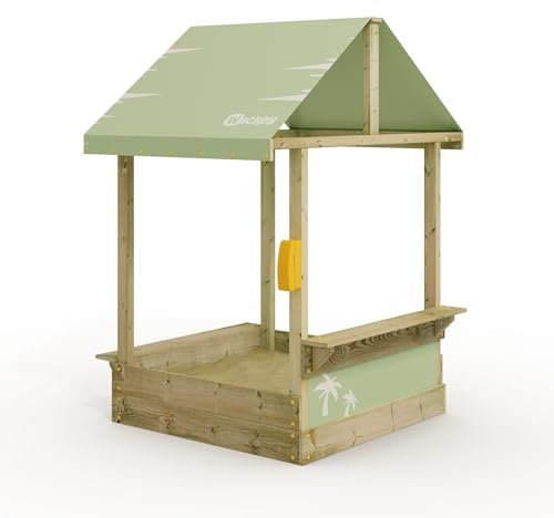 Wickey Sandkasten Dinky mit pastellgrünem Dach - Sandbox 113 x 113 x 28 cm - imprägniertes Massivholz