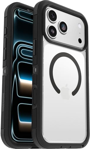 OtterBox Defender Pro XT MagSafe Case for iPhone 17 Pro Max, Clear/Black | Shockproof, Drop-Proof, Ultra-Rugged Protective Case, 7x Tested to Military Standard, No Retail Packaging