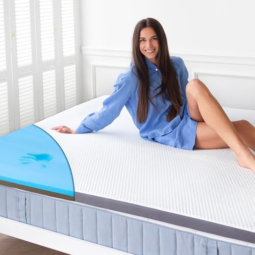 MKS 2-in-1 Matratzen Topper 200x200cm – Wende-Gel Topper 200x200cm H3/H4 mit 5-Schichten-Aufbau, Mesh-Seiten & Anti-Rutsch – Ergonomischer Matratzentopper für perfekten Schlafkomfort