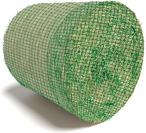 Btstil Heunetz für Rundballen, ø 180 cm Heunetz für Pferde Rundballen, Maschenweite 4,5 x 4,5cm, Engmaschiges Futternetz für Pferde Verlängerung der Fresszeiten (Grün, ø 180cm)