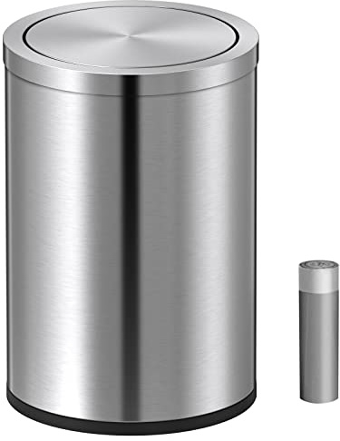 Mbillion Mini Trash Can with Lid, Desktop Small Trash Can Recycling Bin Cute Metal Garbage Can for Tabletop Countertop (15 Liter)