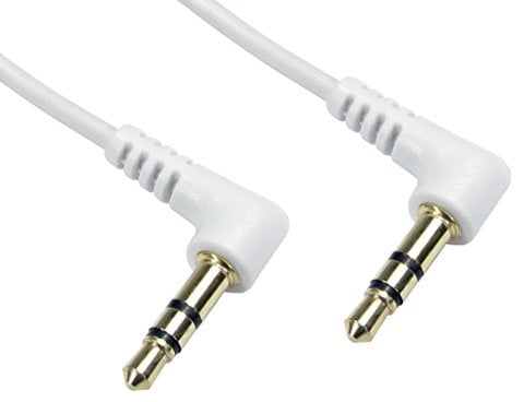 World of Data 5m White Right Angle 3.5mm Audio Cable - 24k Gold Plated - Stereo - Male to Male - Compatible with Smartphone, Tablet, Laptop, MP3 Player, Headphone, Speaker, Car Stereo