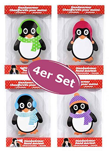 4er Set Taschenwärmer Pinguin itsisa® (tolles Wichtelgeschenk) Handwärmer, Taschenheizkissen