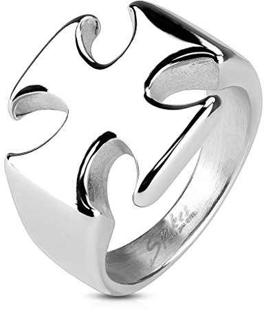 BlackAmazement Edelstahl Ring Iron Cross Eisernes Kreuz Biker Massiv Chopper Metal Silber Herren (63 (20.1))
