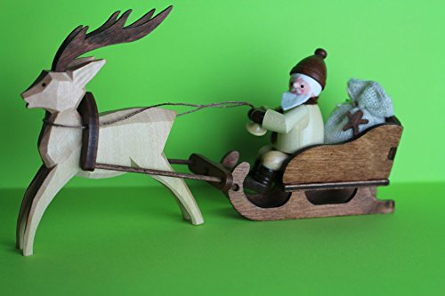 Romy Thiel Figur Nikolaus mit Rentierschlitten Höhe 10,0cm natur Neuware Original aus dem Erzgebirge