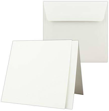50x creme-weißes Quadratisches Falt-Karten-Set mit Brief-Umschlägen & Einlege-Blätter - 15,0 x 15,0cm - Papier-Bastel-Set - GUSTAV NEUSER®