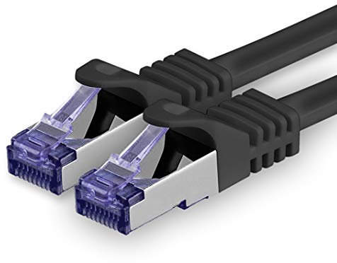 1aTTack.de Câble Réseau CAT7 CAT 7 10 Gigabit - 1x 25m - RJ45 Ethernet LAN DSL Routeur Modem - Noir