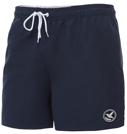 Ladeheid Short de Bain Homme, Séchage Rapide avec Doublure en Filet, Maillot de Bain Homme Piscine, Poches Latérales et Arrière, Taille Élastique avec Cordon LA40-128 (Bleu Marine/Bleu, 3XL)