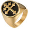 JewelryWe Schmuck Retro Herren-Ring Edelstahl Kreuz von Lothringen Patriarchalischen Siegelring Bandring Band mit Gravur Gold Größe 62