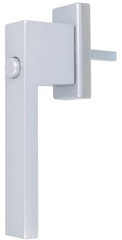 Design Aluminium Fenstergriff Dublin mit Druckknopf - pulverbeschichtet, Farbe:Silber F1, Stiftlänge:40mm
