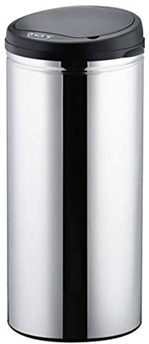 JLDN 50L / 13,2 galones Cubo de Basura Automático, sin tocarlo Cubo De Reciclaje Sensor de Movimiento Cubo de Basura con Tapa Papelera Aislar el Olor,Silver