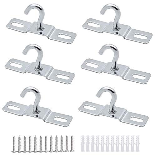 6 Pcs Metal Hooks,Ceiling Hook Light Hook 68mm,Pendant Lamp Hanging Hook with Screws,Load up to 8KG/18 lb,Heavy Duty Hook for European Lamps Ceiling Fans Flower Basket Decoration Holder