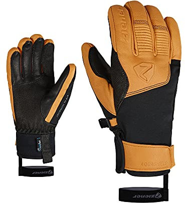 Ziener Herren Ganzenberg Ski-Handschuhe/Wintersport, wasserdicht, atmungsaktiv, Alpine Wool, Black/tan, 9