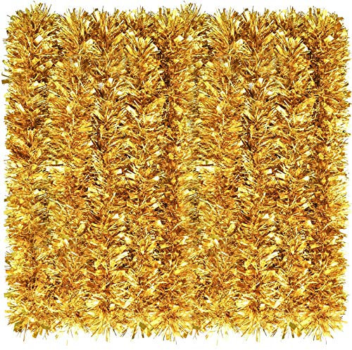 EBOOT 39,4 Fuß Weihnachten Lametta Girlande Glänzend Girlande Metallisch Weihnachtsbaum Girlande Hängende Dekoration für Weihnachten Party Indoor und Outdoor Dekoration (Gold)