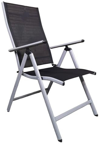Samuel ALEXANDER Outdoor Garden Patio Multi Position Reclining Folding Chair in Black and Silver