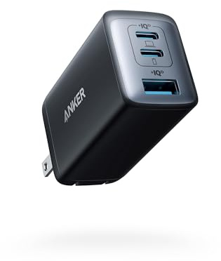 Anker Charger, 65W 3-Port Fast Compact Foldable USB C Charger Block for MacBook Pro/Air, iPad Pro, Galaxy S20, Dell XPS 13, Note 20/10+, iPhone 17 Series, Steam Deck, and More
