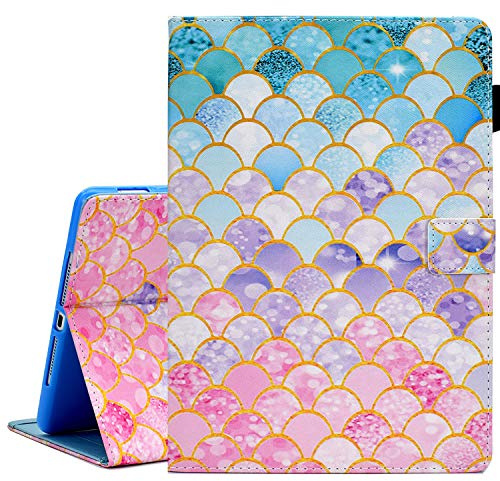 Folio Case for Amazon Fire HD 8 Tablet (Only Fit 2018 2017 2016 Version,8th/7th/6th Generation) and Fire HD 8 Tablet, AUSMIX Premium PU Leather Smart Cover with Auto Wake/Sleep,Fish Scales