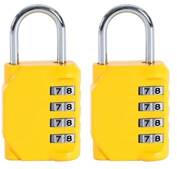 Lot de 2 cadenas à combinaison à 4 chiffres pour salle de sport, casier de sport, clôture, boîte à outils, jaune ASIN