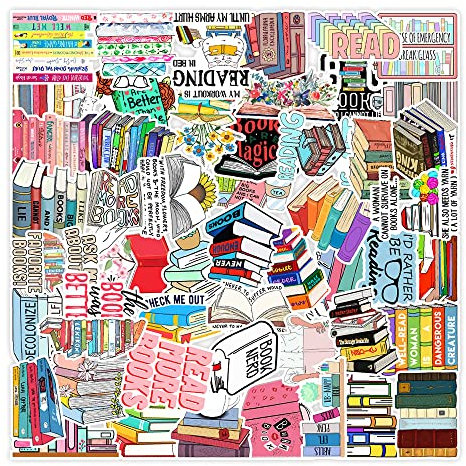 Serhuque 50pcs Reading Stickers for Laptop Water Bottles Scrapbook,Vinyl I Love Read Books Inspiration Stickers for Kids Boys Girls Teens High School Students