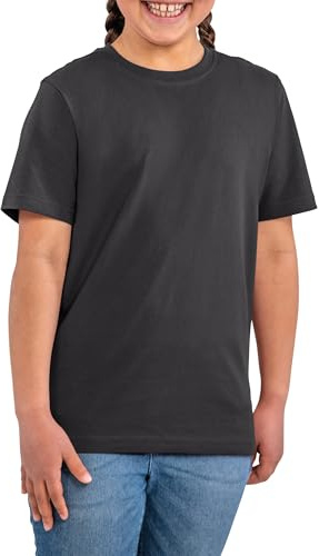 HRM T-Shirt Col Rond Enfant Luxury, Gris Foncé, Taille 158 I T-Shirt Garçon et Fille Col Rond, Commerce Équitable, 160 g/m² I 100% Coton Bio