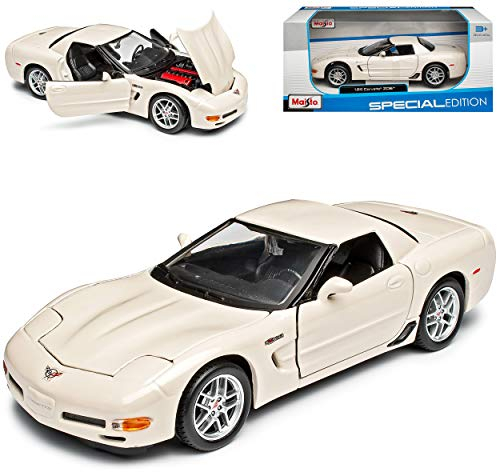 Chevrolet Chevy Corvette C5 Z06 Weiss 1997-2004 1/24 Modell Auto mit individiuellem Wunschkennzeichen