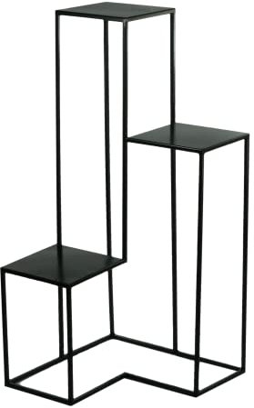 Moderne Pflanzentreppe Schwarz Metall Blumenständer mit 4 Regalen für Fotos Blumen und Dekorationen Industriell Loft