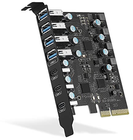 FARBOKO PCIe USB 3.2 Gen 2 10Gbps Karte Mit 7 Ports (4A + 3C) - Interner USB-Hub für Desktop-PC