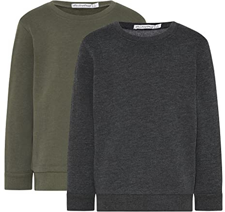MINYMO Unisex Kids Sweatshirt Boys (2-Pack) Shirt, Beetle, 140