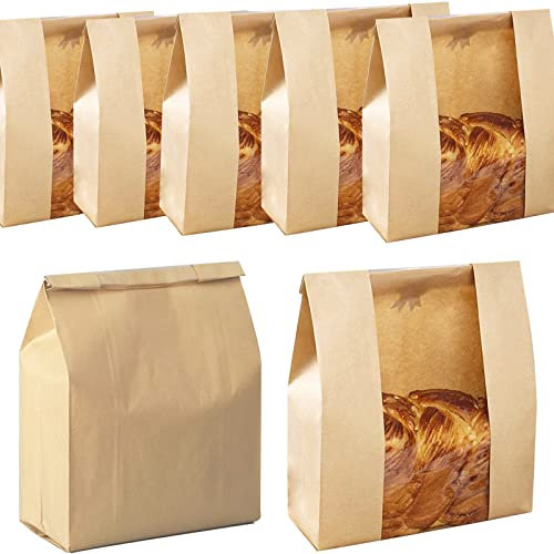 100 Pack Paper Bread Bags with Window Bread Bags for Homemade Bread Kraft Paper Bakery Bags Bread Loaf Bag for Sourdough with Label Seal Stickers (13.7x8.2x3.5 inch) CDN$3799CDN$37.99
