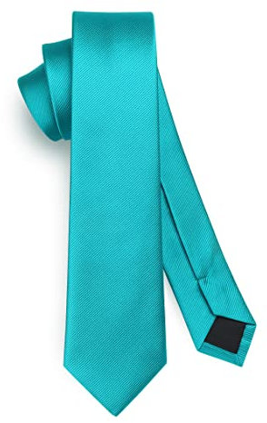 HISDERN Herren Krawatte Türkis Schmale Einfarbig Seide Krawatten für Herren Klassische Formelle Elegante Schlipse Hochzeit Party Business Krawatte 6cm