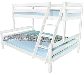 Etagenbett Hochbett Kinderbett Denise 140 x 200cm Kiefer massiv weiß lackiert inkl. Rollrost