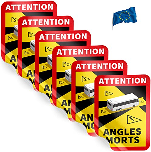 PRINT.GG Toter Winkel Aufkleber Frankreich - Angles Morts Aufkleber Wohnmobil und Bus - Aufkleber Auto 17 x 25 cm - Wohnmobil Aufkleber Warntafel