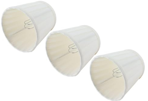 Lampenschirme, 3-teilig, kleiner Lampenschirm, Clip auf Birne, cremeweißer Stoff, Lampenschirm, Kronleuchterschirme, modernes Plissee-Lampenschirm-Set