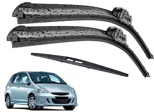 Juego de 3 escobillas de limpiaparabrisas delanteras y traseras compatible con Honda Fit Jazz 1 2002-2008 cepillo for ventana de parabrisas 20 + 16 + 14