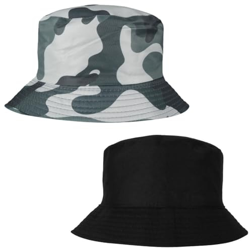Alsino Anglerhut Fischerhut Sonnenhut Bucket Hat Hut Reversibel Freizeithut Outdoor Wende-Hut Sommermütze Herbst Camping Reisen Wandern - für Damen Herren Kinder, Farbe wählen:Camouflage 2