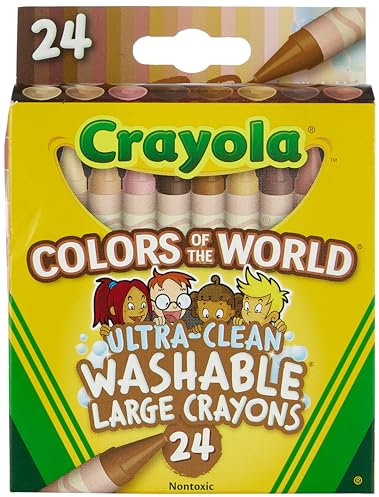 CRAYOLA 24 Ct große, ultra-saubere, waschbare Buntstifte, Farben der Welt