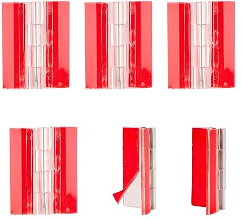 INCREWAY 6Pcs Self-Adhesive Hinge Clear Plastic Hinges for Plexiglass, Acrylic Hinge Continuous Piano Folding Hinges for Crafts, Aquarium Lid, Cabinet, Furniture, 45 * 35mm