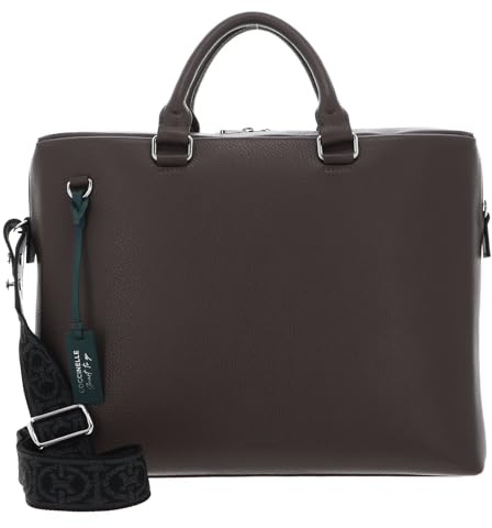 Coccinelle Leder Businesstasche Laptoptasche mit Laptopfach Man Soft Man Briefcase Grained Leather Coffee dunkelbraun