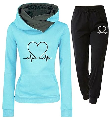 Surttan Completo Donna Sportivo Tute da Ginnastica Autunno Inverno Curvy Jogging Tracksuit Fitness Felpa con Cappuccio E Pantalone Palestra Donna Due Pezzi Leggero Tuta Felpata