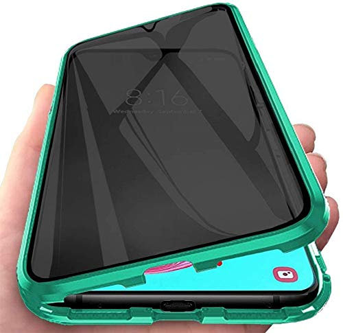 Sewutoyu Anti-Espion Compatible avec Honor 90 Coque, 360 Degrés Métal Bumper Protection Housses Adsorption Magnétique Étui avec Objectif Caméra Arrière Cover,Film Verre Trempé Confidentialité,Vert