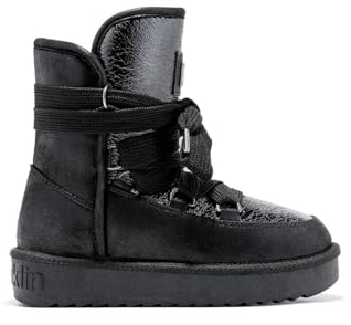 D.Franklin Botas de moda nórdica para mujer, Caña baja negra, 37 EU