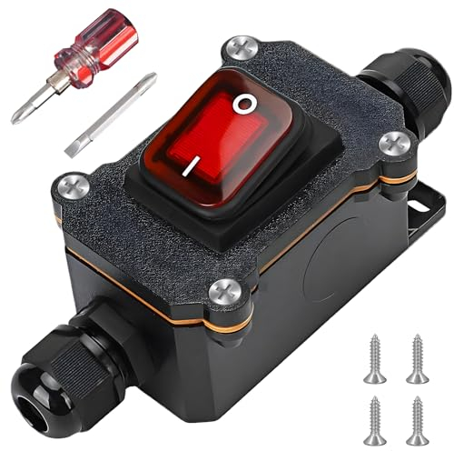 Interruttore in linea impermeabile, 220 V, DC 30 A, DPST a 4 poli, IP67, interruttore per cavi, interruttore on/off, impermeabile, per uso esterno, su entrambi i lati di accensione e uscita (220 V)