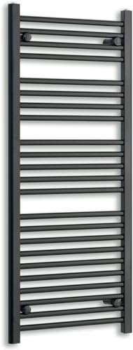 400mm Wide Black Heated Towel Rail Straight Flat Bathroom Warmer Radiator Rack Central Heating Turkish Zone (1200mm High)