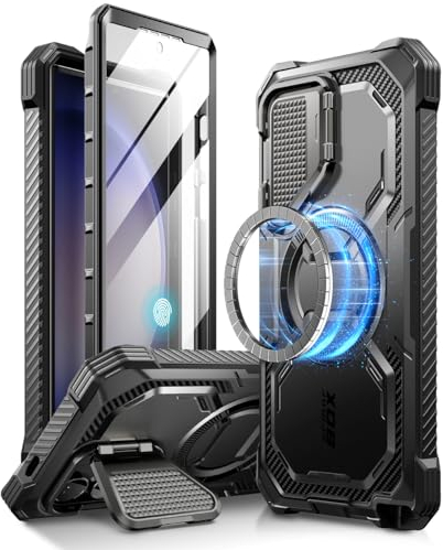 i-Blason für Samsung Galaxy S24 Ultra Hülle mit Kameraschutz [Kompatibel mit Magsafe] Bumper Case 360 Grad Handyhülle Robust Schutzhülle mit Ständer [S Pen und kabelloses Laden geeignet], Schwarz