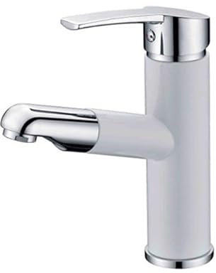 Robinet de lavabo extractible, robinet monotrou, robinet blanc, bec de lavabo sous plan