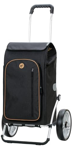 Andersen Einkaufstrolley - klappbar - 61 Liter - mit Kühlfach - Aufhängung für Einkaufswagen - belastbar 50 kg - Aluminium - Trolley - Kugellager-Rad Ø 25 cm - Royal Shopper Folke schwarz