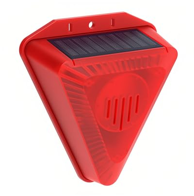 Lancoon Solar Power Alarm Motion Sensor 129dB Warning Loud Siren Flashing Red Light Animal Repeller Dog Barking Waterproof Defender Rat Deer Raccoon Skunk