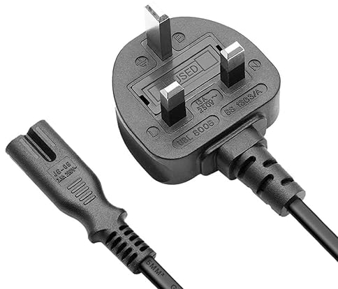 Kettle Lead stright Figure of 8 Main Power Cable Cord Long UK Plug IEC C7 For PC, Laptop,Monitor, TV 5 Meter Black