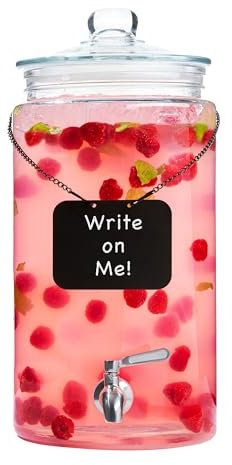 Getränkespender aus Glas mit Ausgießer für Partys, hoher, luftdichter Getränke-Serviergeschirr im Mason-Stil, mit Metallzapfhahn für Kombucha, Wasser, Saft, Punsch, Cocktails, Eistee und Sonnentee