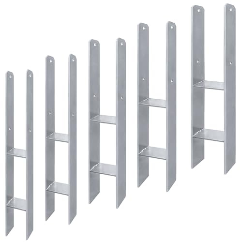 PEILU H-Pfostenträger zur Befestigung von Holzbalken, 2 Stück H-Form Beschichtung Stahl Zaunpfosten, H-Träger Balkenschuh Set zum Aufdübeln für Carports, Pergola, Zäune & Sichtschutz (80mm)